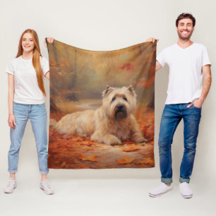 Couverture Polaire Wheaten Terrier dans les feuilles d'automne automn
