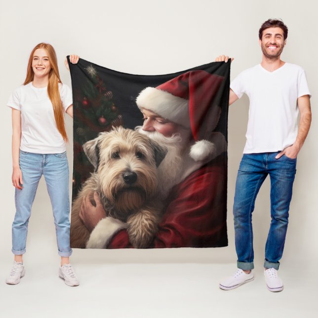 Couverture Polaire Wheaton Terrier Avec Noël Festif Du Père Noël (En situation)