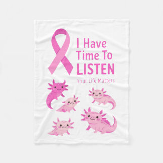 Couverture Polaire Whimsical Axolotl Pink Ribbon Blanket