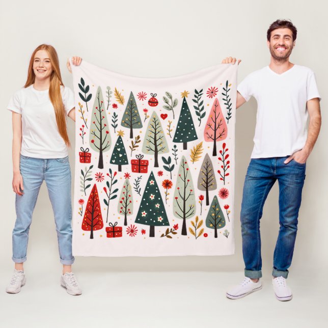 Couverture Polaire Whimsical Christmas Tree Forest (En situation)