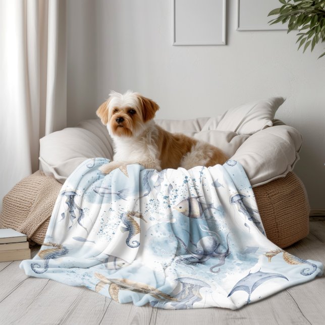 Couverture Polaire Whimsical Underwater World - Sea Creats Motif (Créateur téléchargé)