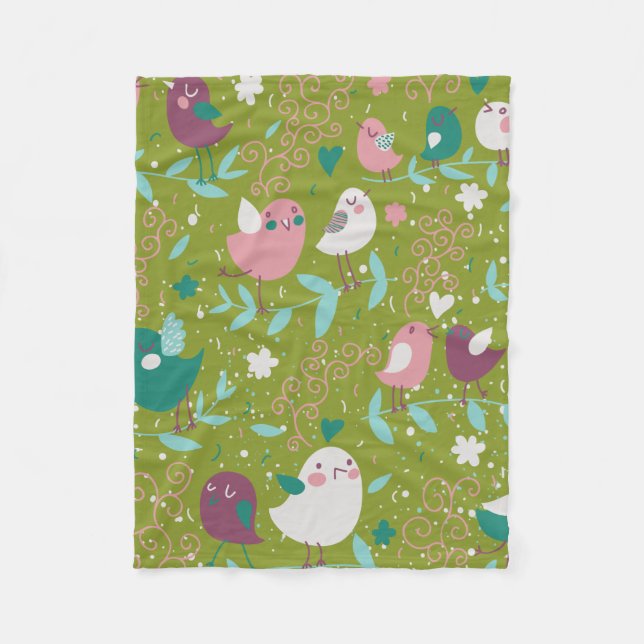 Couverture Polaire Whimsy Tweety Birds on Vines Fleece Blanket (Devant)