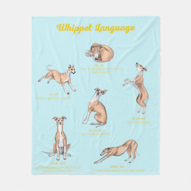 Couverture Polaire Whippet Langue Cadeau Blanche polaire (Devant)
