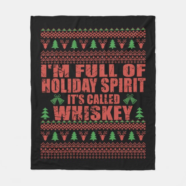 Couverture Polaire Whiskey est mon esprit drôle et moche pull de Noël (Devant)