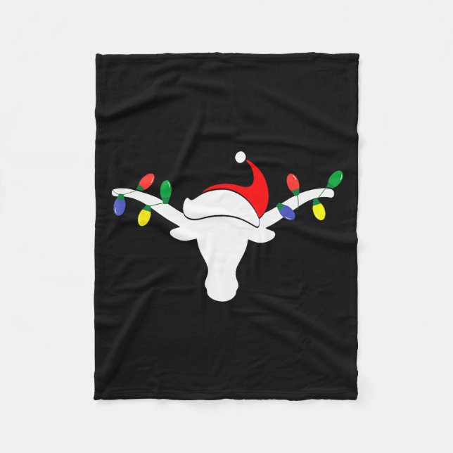 Couverture Polaire White Longhorn Christmas Lights Santa Hat Horn Ant (Devant)