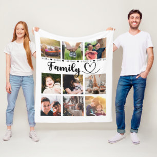 Couverture Polaire White Modern Family Memories Neuf Photo Collage
