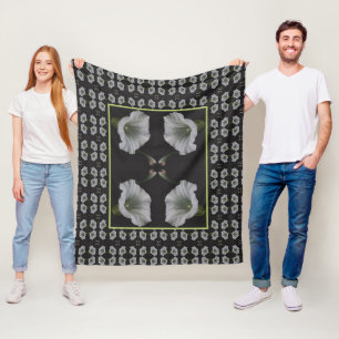 Couverture Polaire White Morning Glory Flower Motif Abstrait