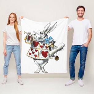 Couverture Polaire White Rabbit Alice Wonderland Hearts Fourre-tout