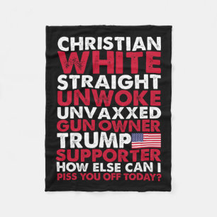 Couverture Polaire White Straight Unwoke Unvaxxxxxxxxe Trump Supporte