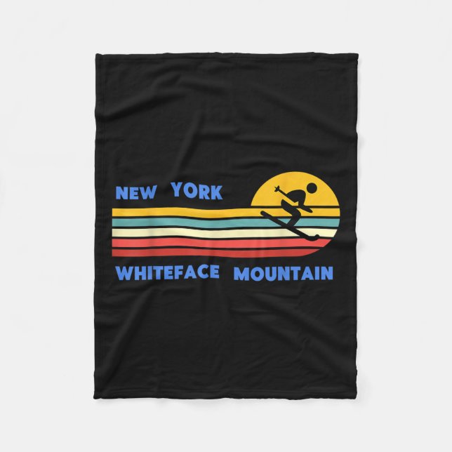 Couverture Polaire Whiteface Mountain New York Skiing Skier Ski Retro (Devant)