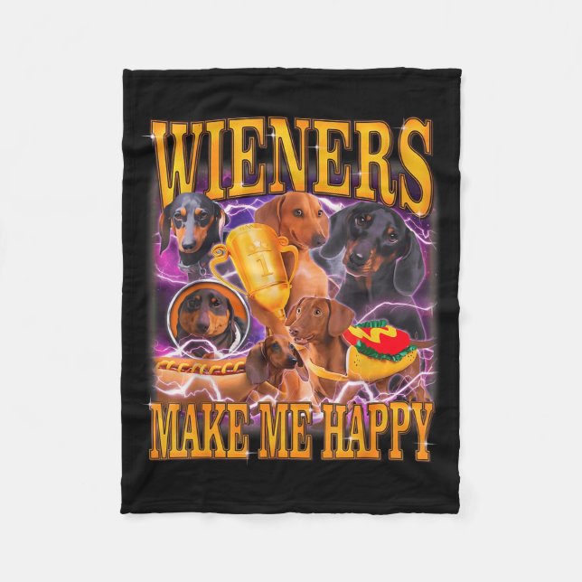 Couverture Polaire Wieners Make Me Happy Funny Dachshund Dog Lover  (Devant)