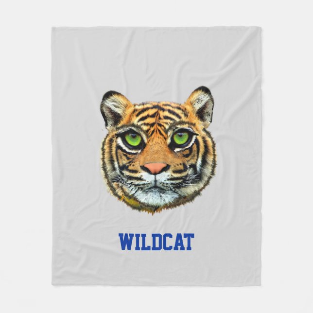 Couverture Polaire Wildcat & Calligraphie sur Silver Grey (Devant)