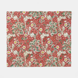 Couverture Polaire William Morris Algue Antique Fleur Rouge Vert