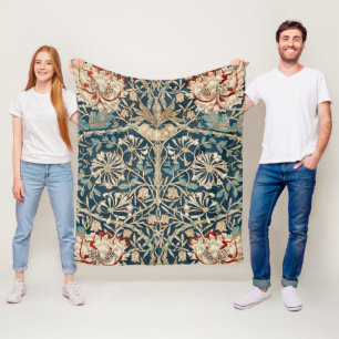 Couverture Polaire William Morris Antique Fleur de Chèvrefeuille Flor