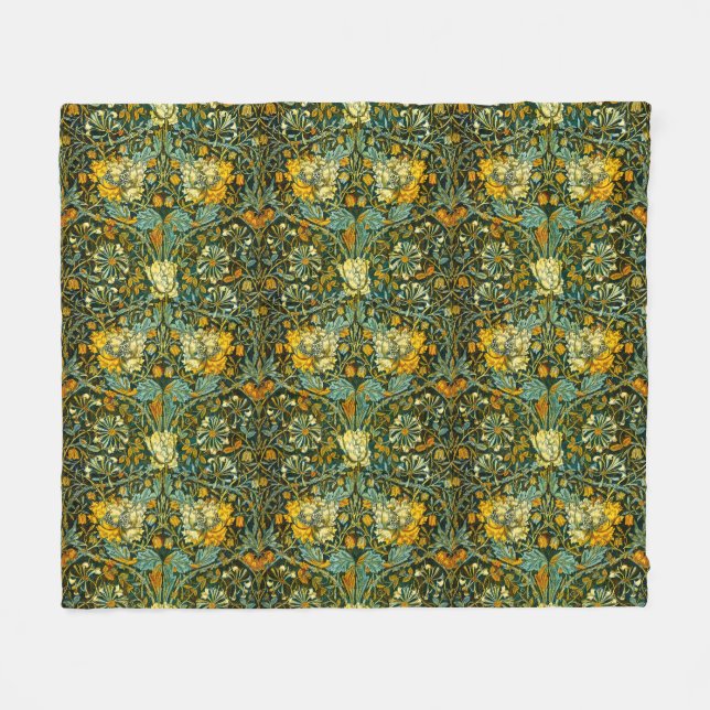Couverture Polaire William Morris Antique Honeysuckle Motif Floral (Devant (Horizontal))