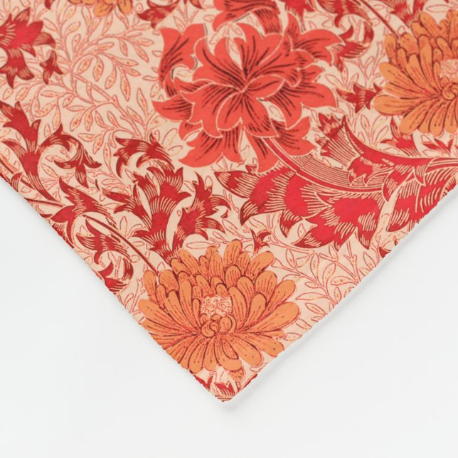 Couverture Polaire William Morris Chrysanthemums, Coral Orange (Coin)