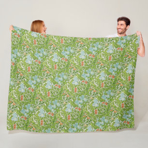 Couverture Polaire William Morris Fleurs Vintages Floral Vert rose