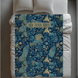 Couverture Polaire William Morris Inspired Peacock Couple Mr and Mrs 