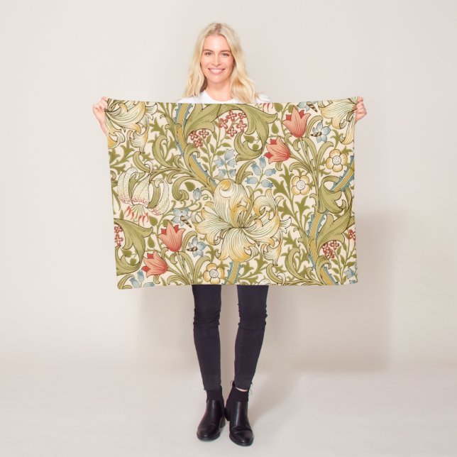 Couverture Polaire William Morris Lily Art nouveau motif floral (En situation)