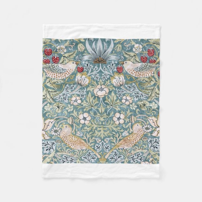 Couverture Polaire William Morris Strawberry Thief Design de lumière (Devant)