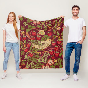 Couverture Polaire William Morris Strawberry Thief Fleece Blanche