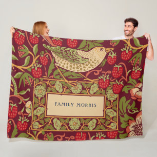 Couverture Polaire William Morris Strawberry Thief Fleece Blanche