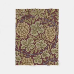 Couverture Polaire William Morris Vine Grappe Rouge Vert Art