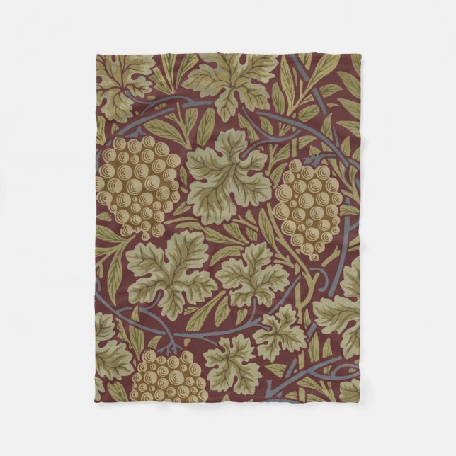 Couverture Polaire William Morris Vine Grappe Rouge Vert Art (Devant)