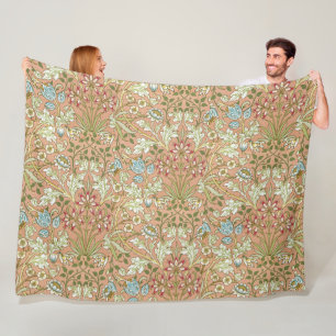 Couverture Polaire William Morris Vintage bleu rose blanc vert