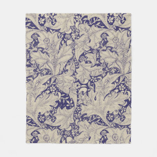 Couverture Polaire William Morris Wallflower bleu damas floral