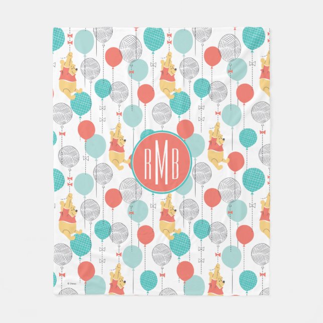 Couverture Polaire Winnie l'Ooh | Accrocher sur le Motif des ballons (Devant)