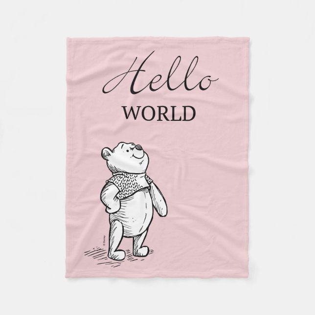 Couverture Polaire Winnie l'Ooh | Citation du monde Hello (Devant)