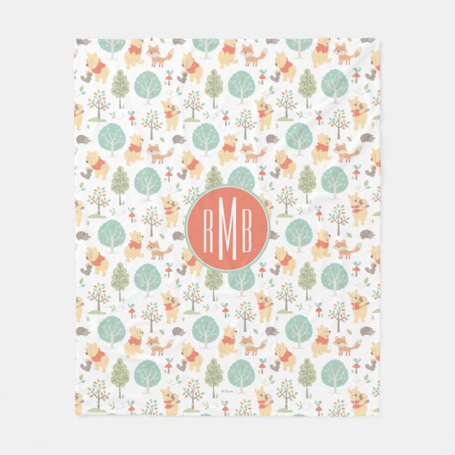 Couverture Polaire Winnie l'Ooh | Cute Motif d'animaux en bois (Devant)