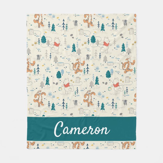 Couverture Polaire Winnie l'Ooh | Motif Animaux forestiers (Devant)