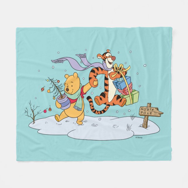 Couverture Polaire Winnie l'Ooh | Pooh & Tigger Cadeaux de Noël (Devant (Horizontal))