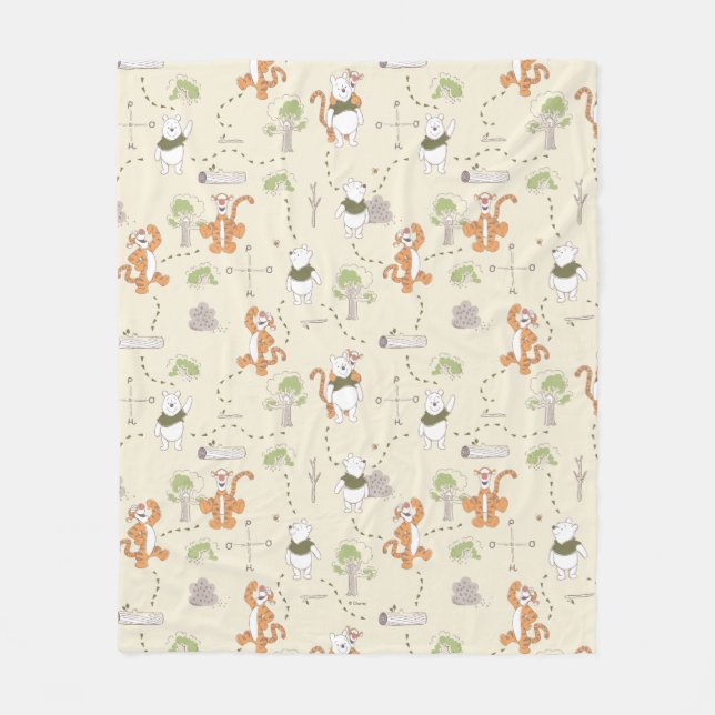 Couverture Polaire Winnie l'ourson | Tigger & Pooh Motif de forêt (Devant)