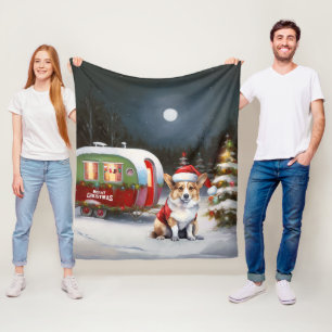 Couverture Polaire Winter Corgi Caravan Christmas Adventure