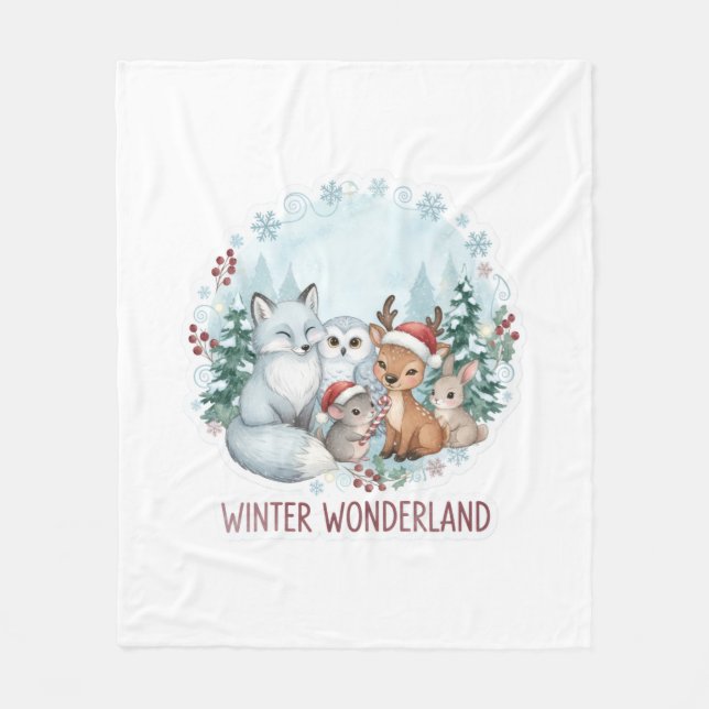 Couverture Polaire Winter Woodland Creatures Cozy Fleece Blanket (Devant)