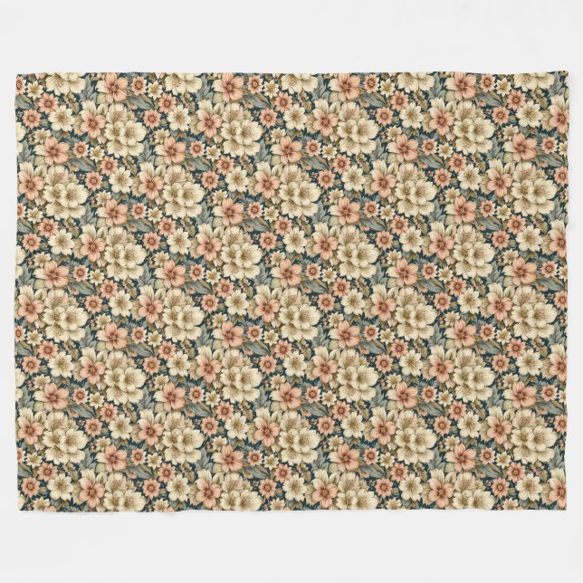 Couverture Polaire Wintry Floral Azaleas and Rose (Devant (Horizontal))
