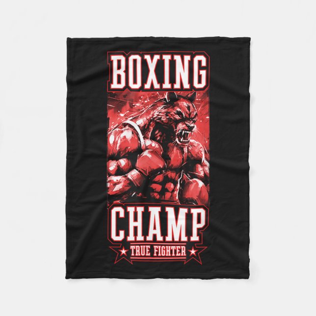 Couverture Polaire Wolf Boxing Champ _ Boxer Fighter Motivation  (Devant)