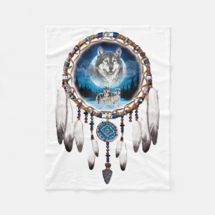 Couverture Polaire Wolf Dreamcatcher