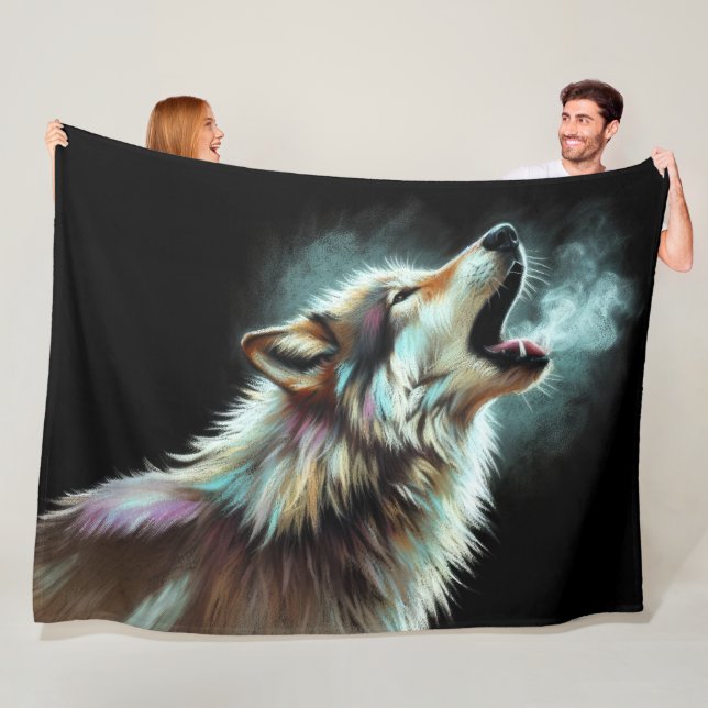 Couverture Polaire Wolf dur Pastel en noir (En situation)