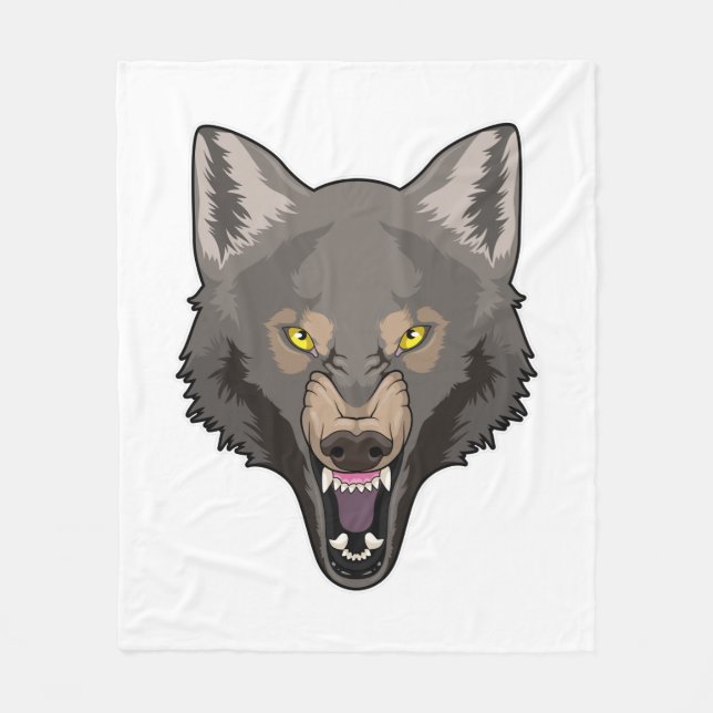 Couverture Polaire Wolf en colère (Devant)