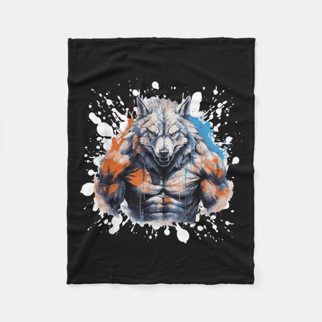 Couverture Polaire Wolf Workout Gym Fighter Bodybuilder  (Devant)