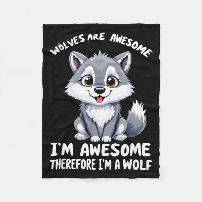 Couverture Polaire Wolves Are Awesome Funny Wolf Gif Zookeeper  (Devant)