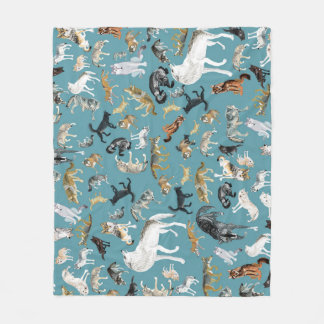 Couverture Polaire Wolves of the World Turquoise pattern