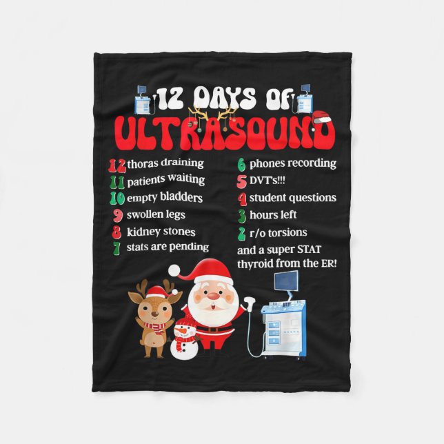 Couverture Polaire Women Retro 12 Days Of Ultrasound Tech Christmas S (Devant)