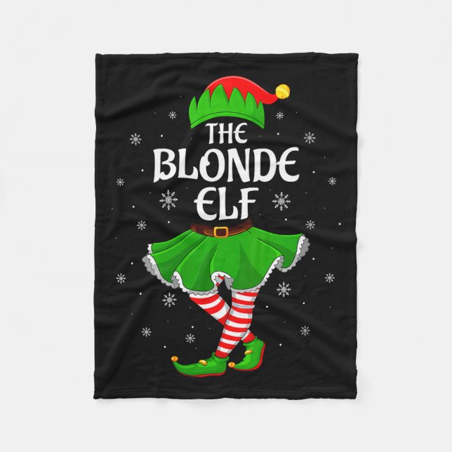 Couverture Polaire Womens Blonde Elf Christmas Family Girls Women Elf (Devant)