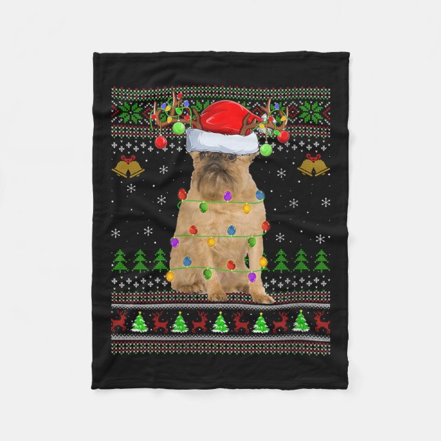 Couverture Polaire Womens Brussels Griffon Dog Ugly Christmas Sweater (Devant)