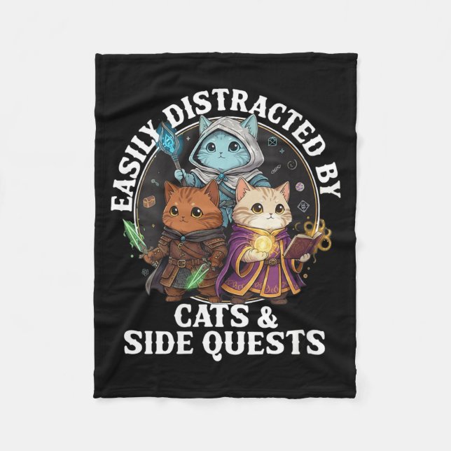 Couverture Polaire Womens Cats Side Quest Distracted Tabletop Funny S (Devant)